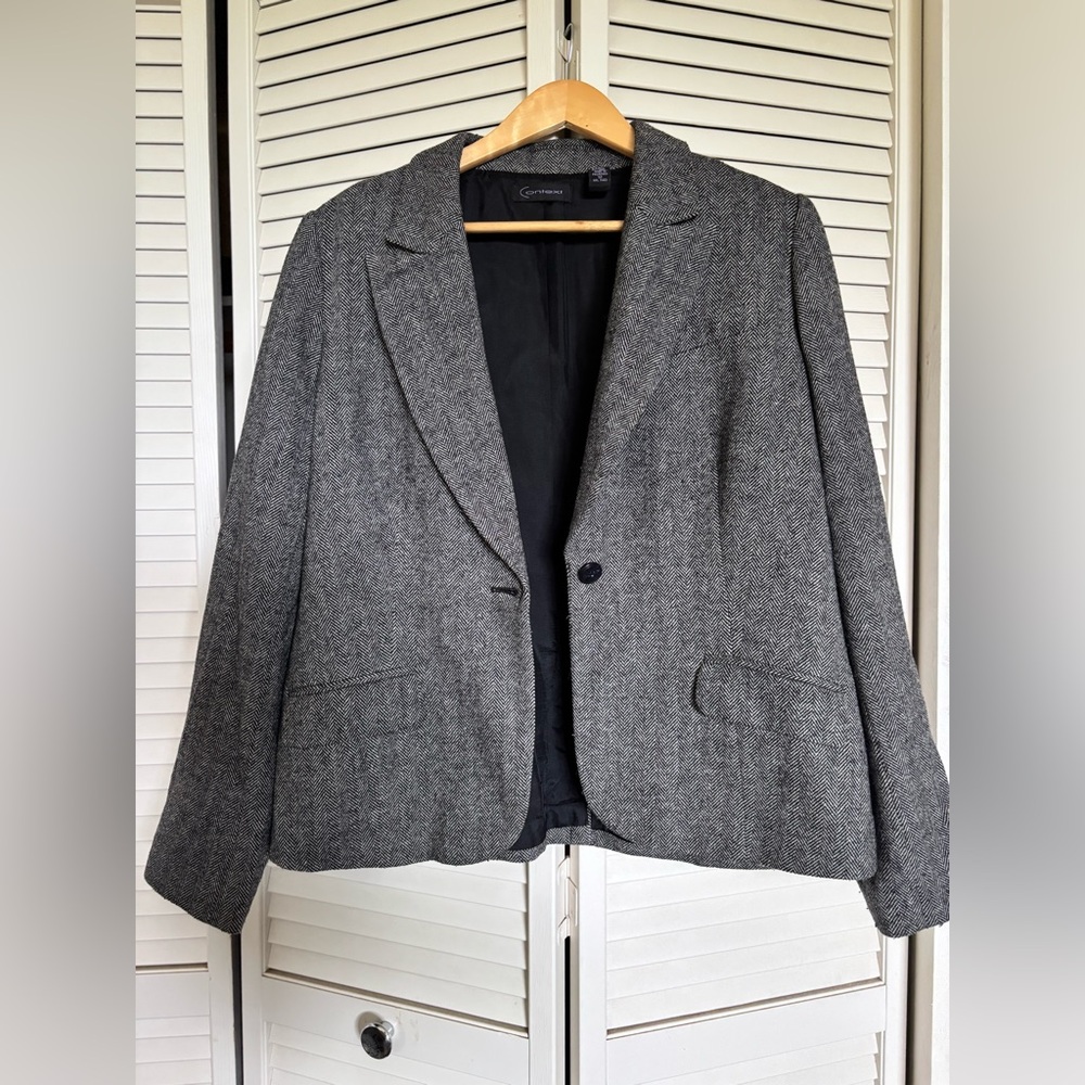 Context Gray Wool-Blend Blazer Timeless Tailored … - image 4